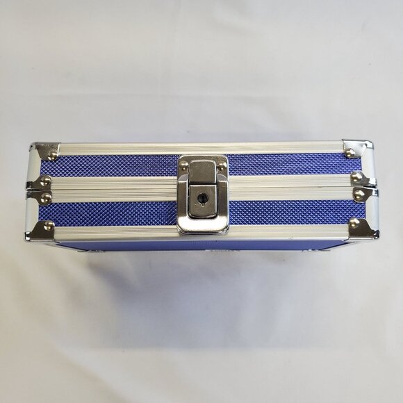 Vaultz Locking Supplies Pencil Box Carrying Case Blue Silver - Picture 6 of 9